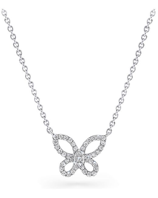 Graff Metallic Small White Gold And Diamond Butterfly Necklace