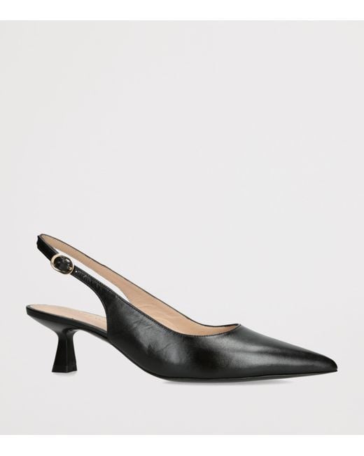 Stuart Weitzman Black Leather Stuart Sculpt Slingback Pumps 50