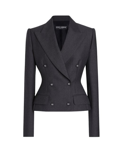 Dolce & Gabbana Blue Virgin Wool Fitted Blazer