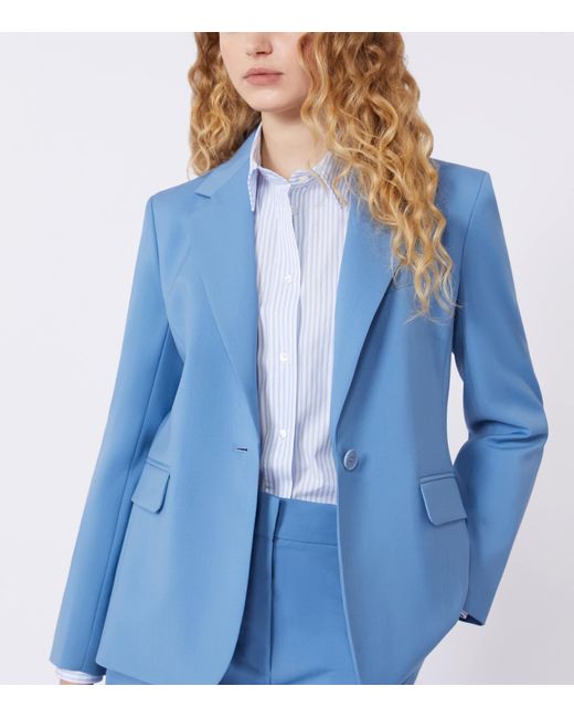 Weekend by Maxmara Blue Virgin Wool Blazer