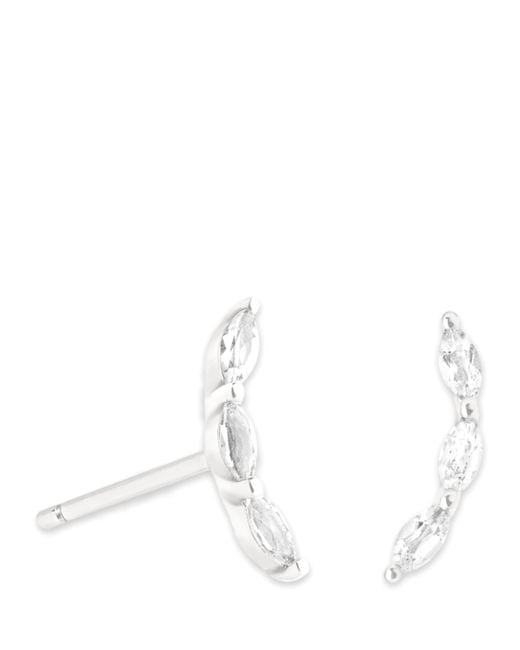 Astrid & Miyu White And Topaz Marquise Stud Earrings