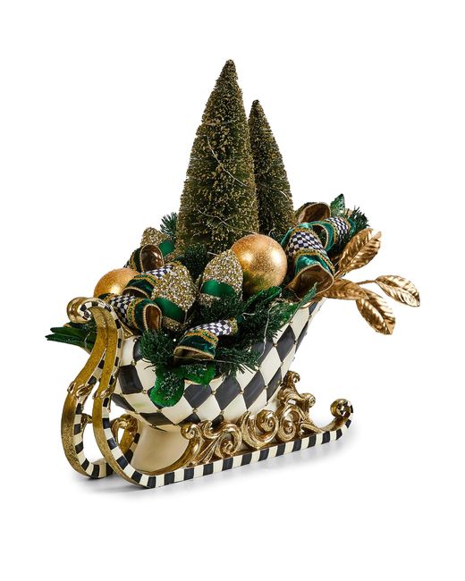 Mackenzie-Childs Green Emerald Luxe Illuminated Sleigh Centrepiece