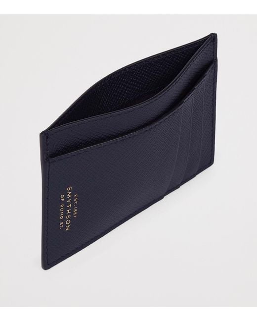 Smythson Blue Panama Leather Compact Card Holder for men