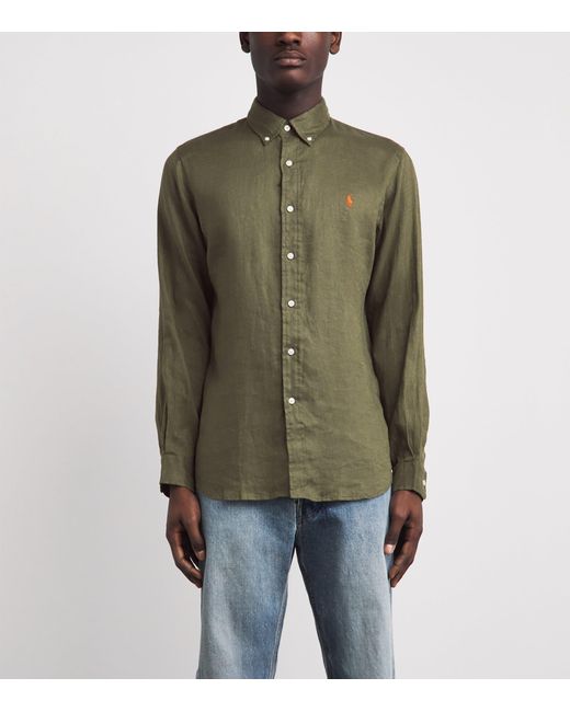 Polo Ralph Lauren Green Linen Custom-Fit Shirt for men