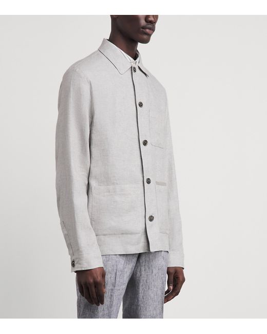 Paul & Shark Gray Linen Chore Overshirt for men