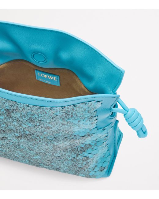 Loewe Blue Mini Snakeskin Scales Flamenco Clutch