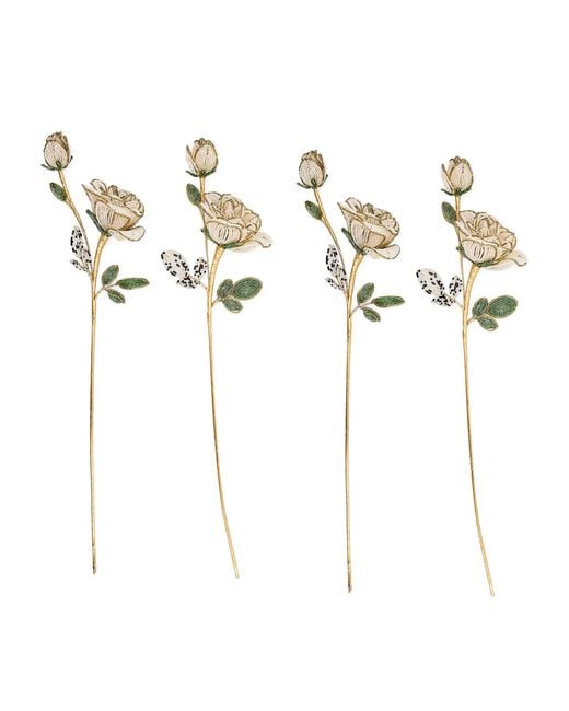 Mackenzie-Childs White Rose Beaded Stems