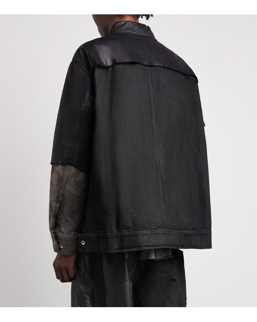 Rick Owens Gray Combo Worker Denim Jacket for men