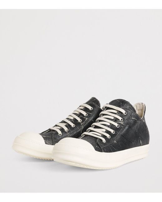 Rick Owens Black Drkshdw Megacrust Denim Classic Low-Top Sneakers for men