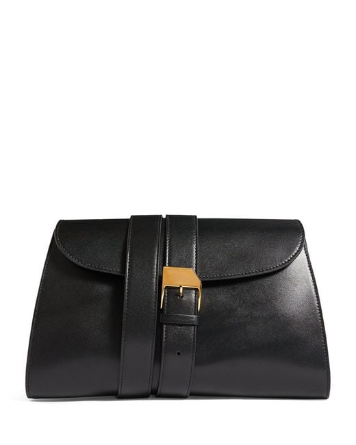 The Row Black Leather Isla Clutch Bag