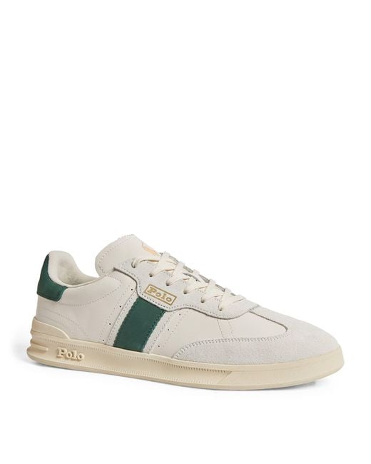 Polo Ralph Lauren White Leather Heritage Area Sneakers for men