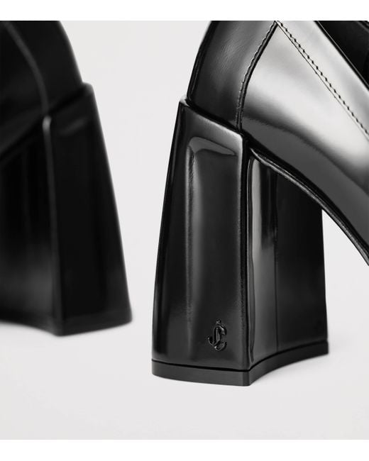 Jimmy Choo Black Tylor 95 Leather Heeled Loafers