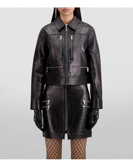 The Kooples Black Leather Collared Jacket