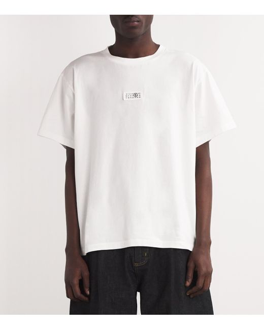 MM6 by Maison Martin Margiela White Cotton Numeric Tab T-Shirt for men
