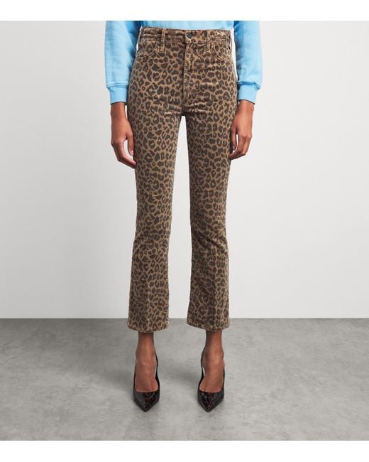 Mother Brown Cheetah Print The Hustler Flood Flared Jeans