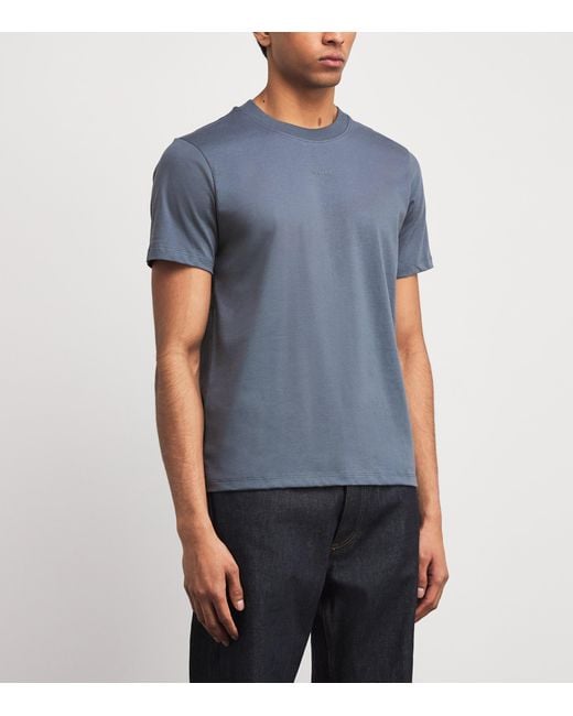 Sandro Blue Organic Cotton Logo T-Shirt for men