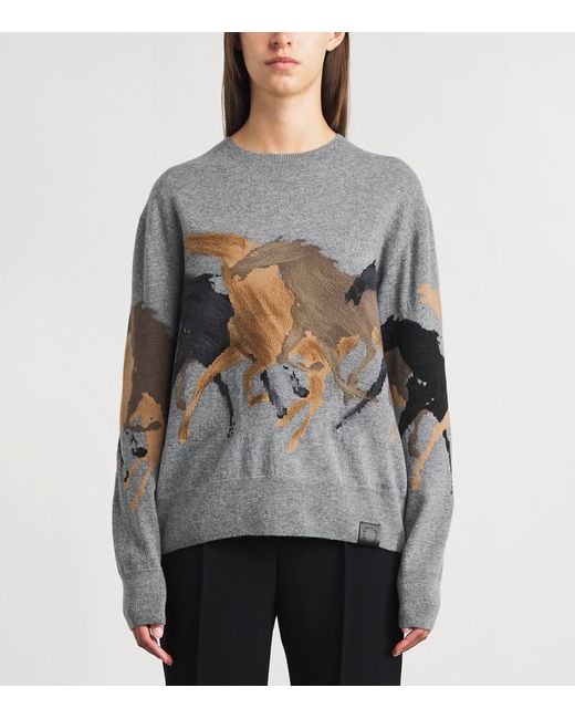 Stella McCartney Gray Wool Horse Jacquard Sweater