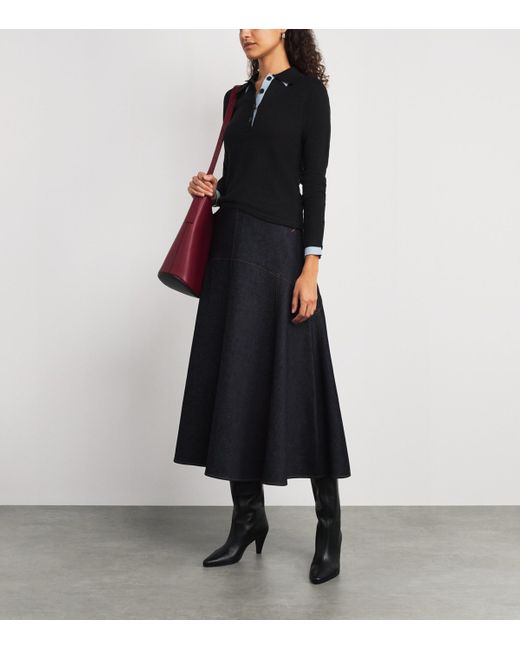 MAX&Co. Black Cotton-Cashmere Polo Sweater