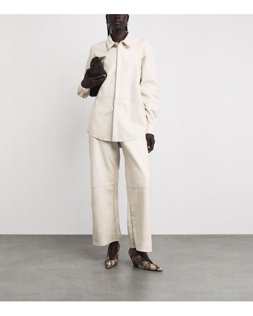 Lauren Manoogian White Nappa Leather Wide-Leg Trousers