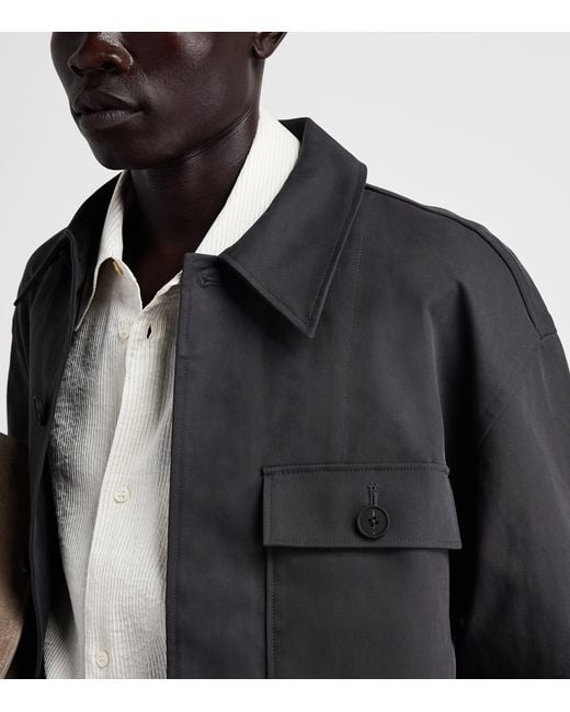 Studio Nicholson Black Cotton Concealed Placket Overshirt for men