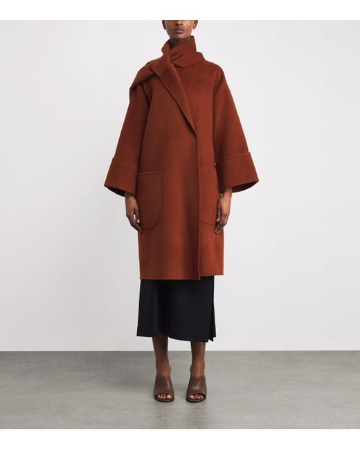 Wolk Morais Red Cashmere Cunardier High Neck Coat