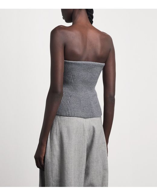 Jil Sander Gray Wool-Blend Bustier Top