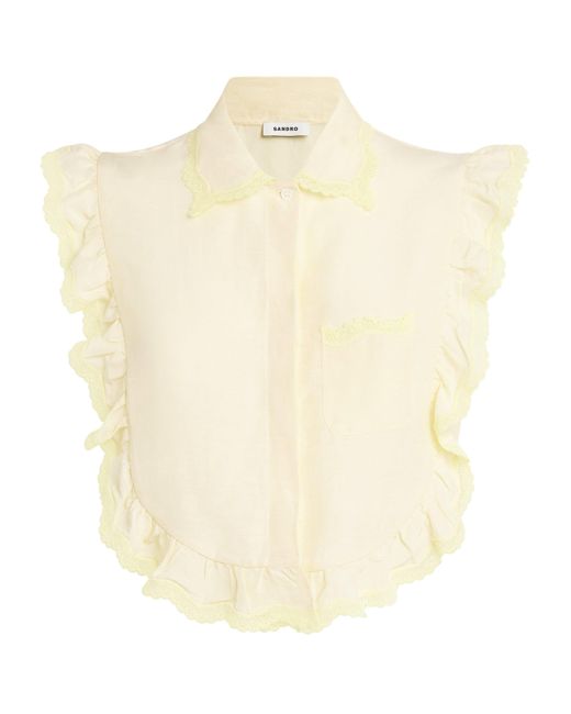 Sandro Natural Ruffle-Trim Blouse