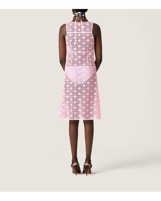 Miu Miu Pink Macramé Midi Dress