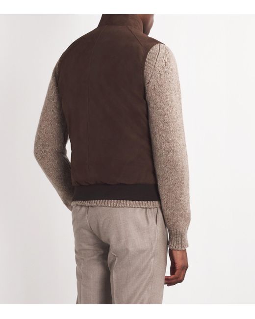 Corneliani Brown Suede Down-Filled Gilet for men