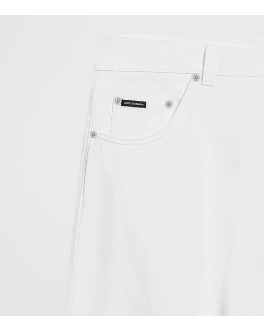 Dolce & Gabbana White Logo Plaque Jeans for men