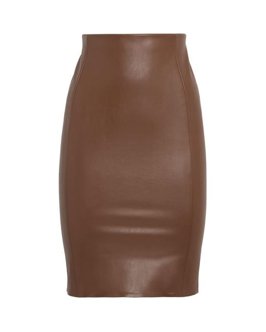 Wolford Brown Faux Leather Jenna Mini Skirt