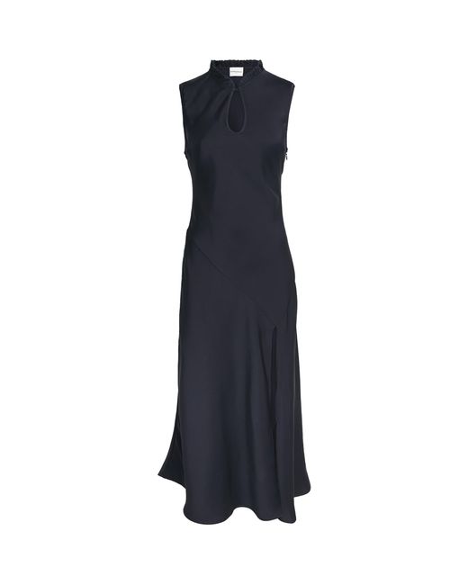 Claudie Pierlot Blue Satin Ruffle Maxi Dress