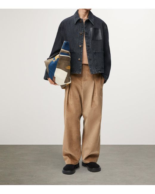 Loewe Blue Leather-Trim Denim Jacket for men