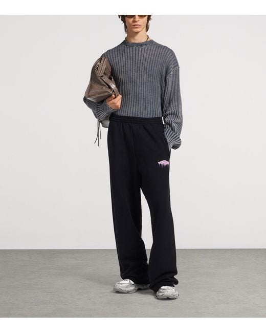 Balenciaga Black Cotton Wet Brush Baggy Sweatpants for men