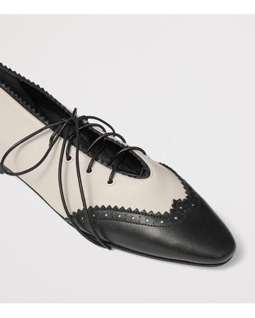 Jimmy Choo Black Margot Leather Lace-Up Flats