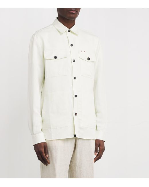 Isaia White Cotton Overshirt for men