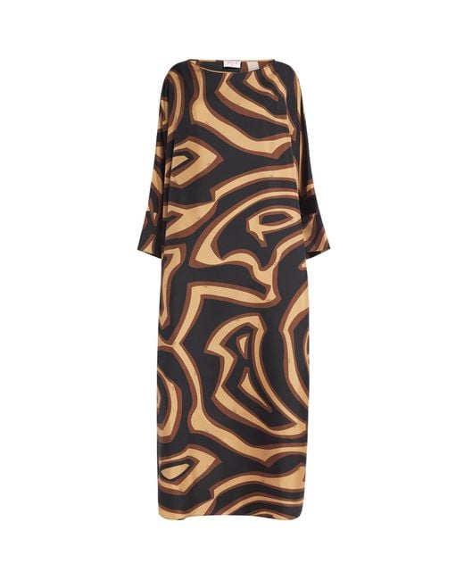 Emilio Pucci Natural Silk Labirinto Print Maxi Kaftan Dress