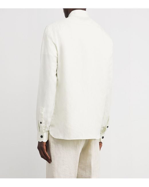 Isaia White Cotton Overshirt for men