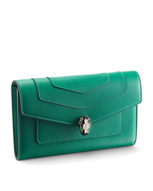 BVLGARI Green Leather Serpenti Forever Wallet