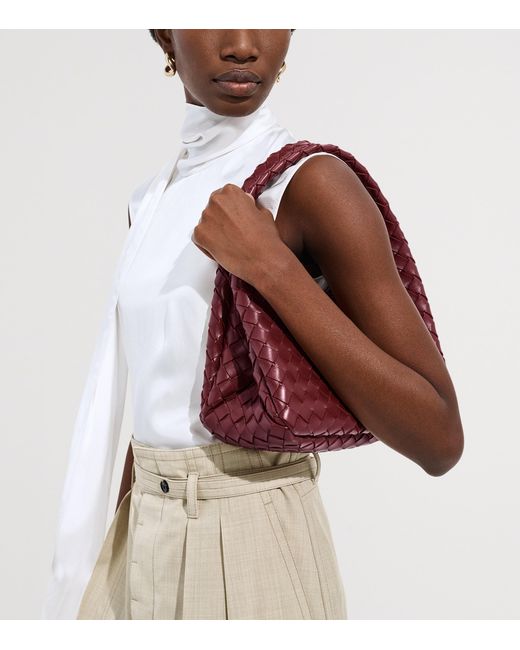 Bottega Veneta Red Small Leather Campana Shoulder Bag