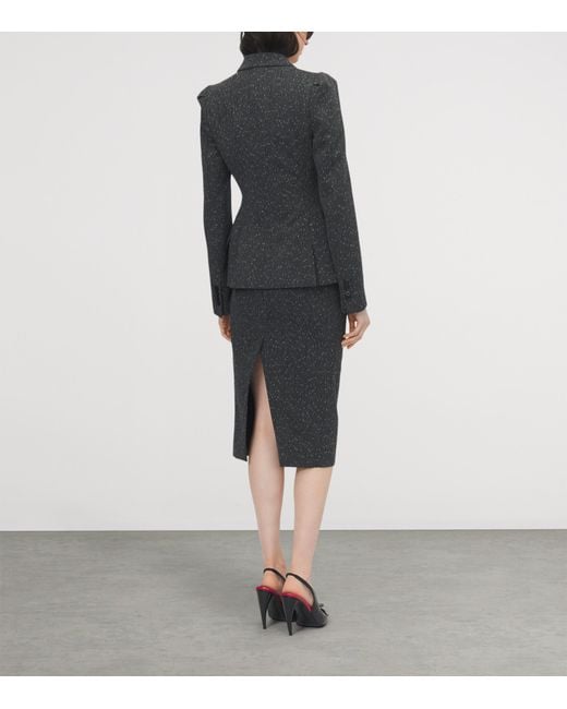 McQueen Gray Pinstripe Pencil Midi Skirt
