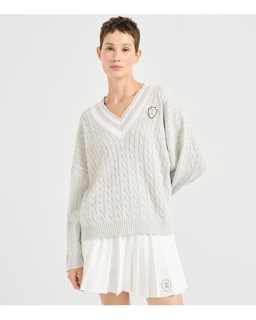 Brunello Cucinelli White Cotton Cable-Knit Sweater