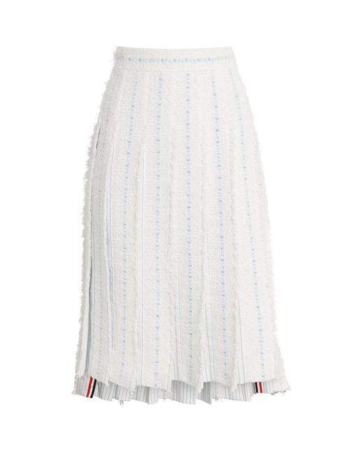 Thom Browne White Tweed Knee-Length Skirt