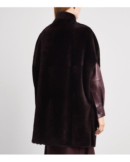 Kiton Black Shearling Cape
