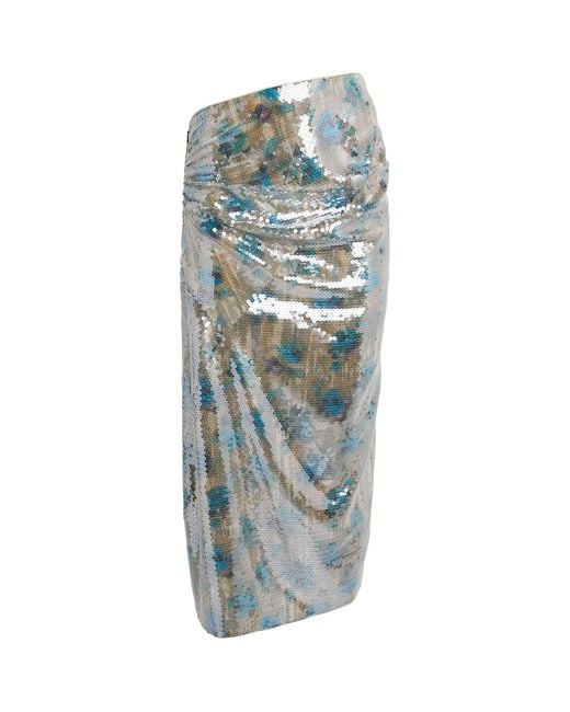 Tory Burch Blue Sequin Midi Skirt