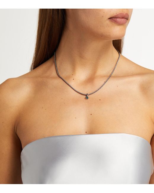 Eva Fehren Blue Blackened, Diamond And Sapphire Charm