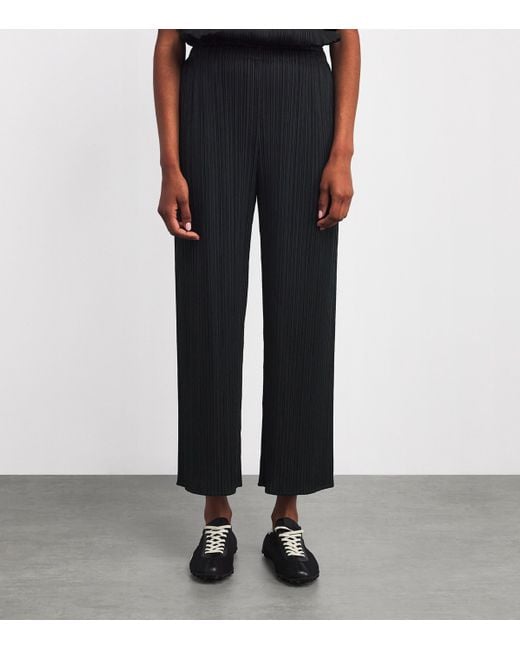 Pleats Please Issey Miyake Black Monthly Colors August Wide-Leg Trousers