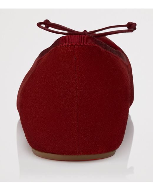 Christian Louboutin Red Cassia Nodo Suede Ballet Flats