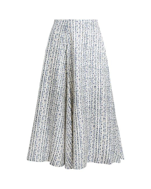 Altuzarra Gray Silk Bluebell Print Varda Midi Skirt