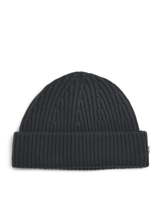 NN07 Black Wool-Blend Ribbed Beanie for men